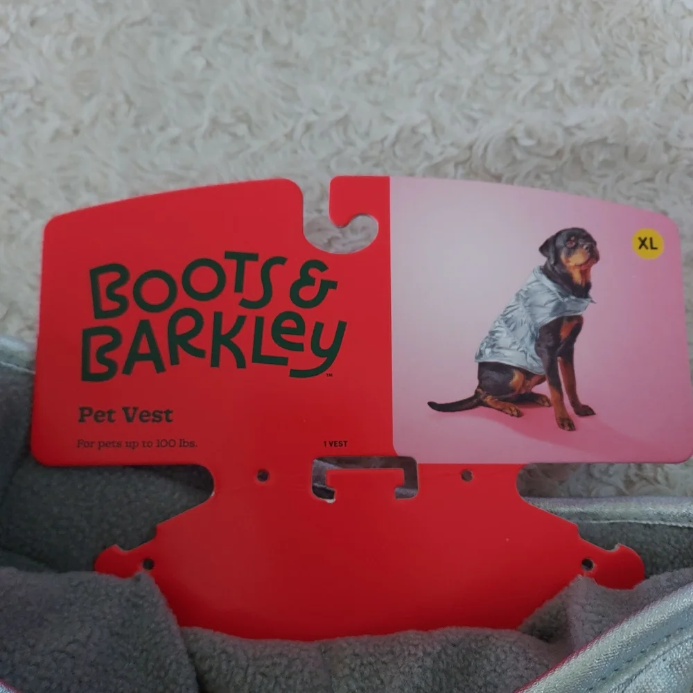 Boots & Barkley XL Silver Gray Fleece Lined Pet Puffer Vest Chic Stylish